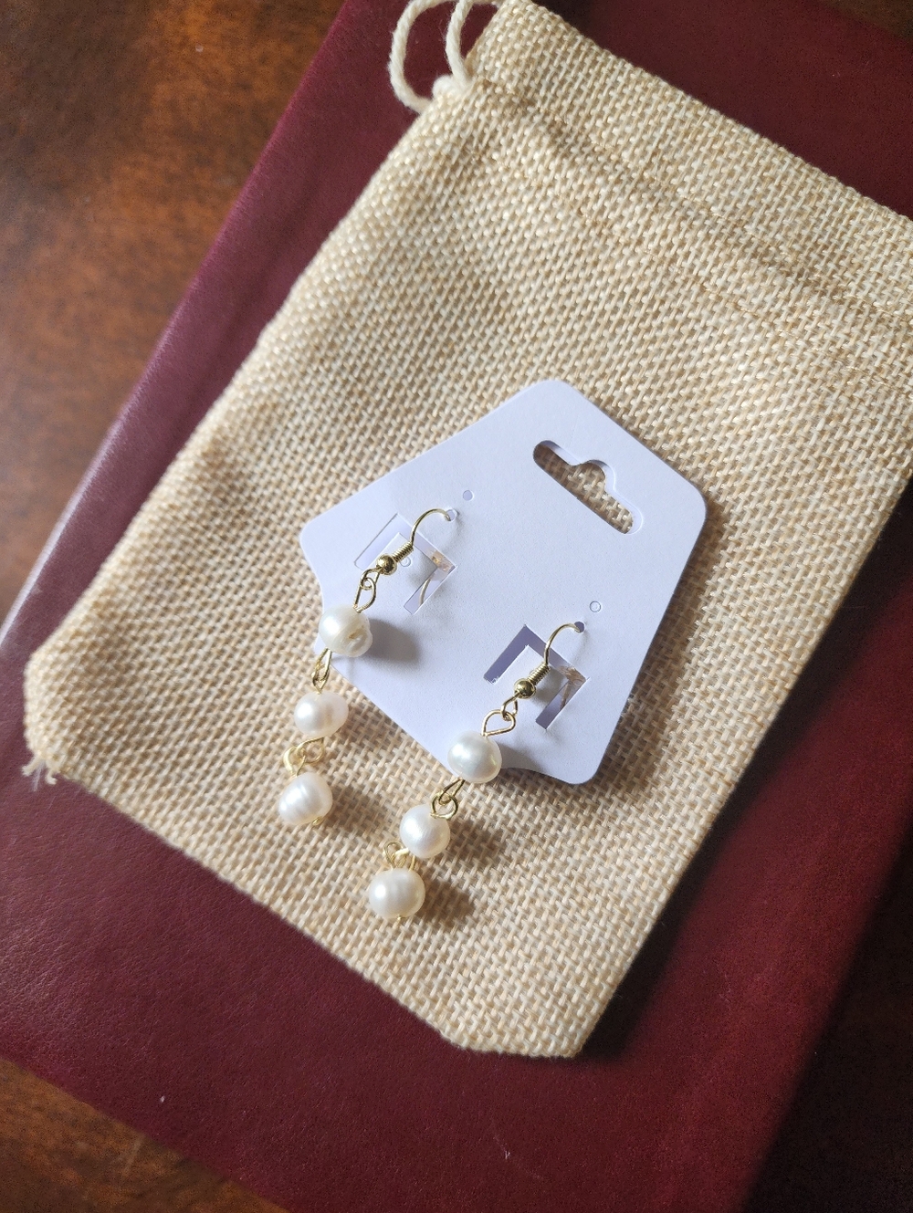 Bridal Natural Pearl Drop Earrings - (White)